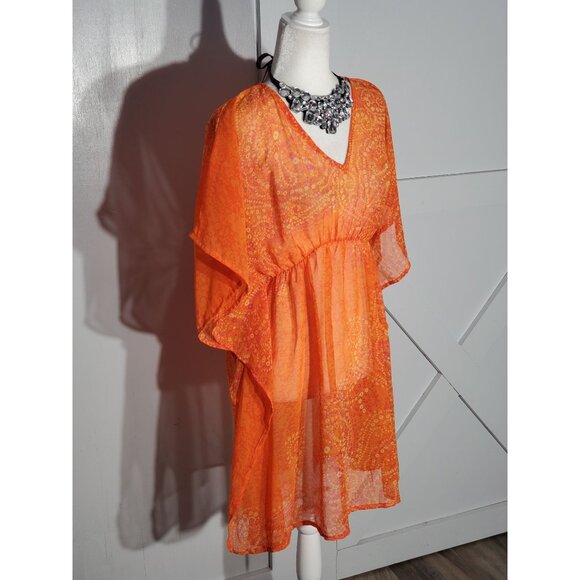 AZUR COVER-UP COLOR ORANGE SHORT SLEEVE POLYESTER ONE FITS ALL(XL) - Picture 3 of 6
